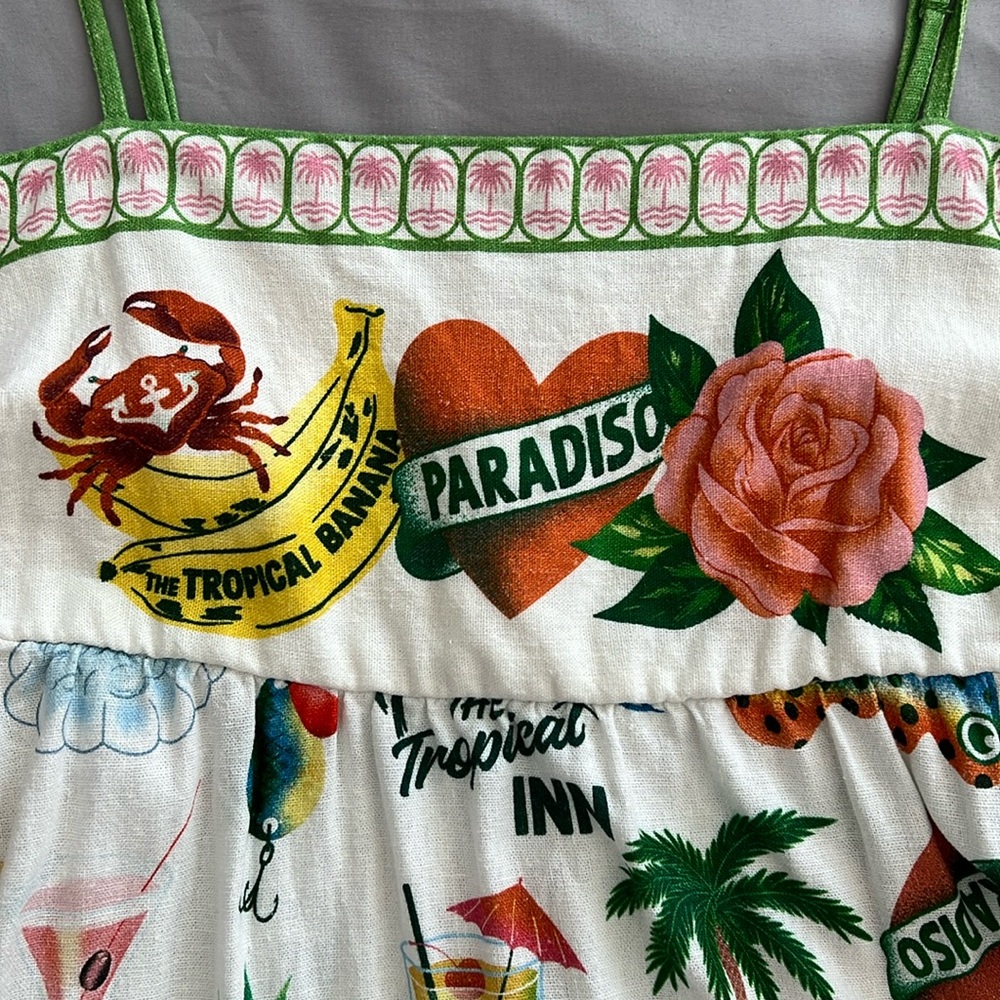 Rachel Zoe Maxi Dress Women White Tropical Print Linen‎ Blend Excellent SIZE XS